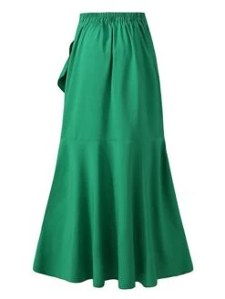 Women's Trumpet / Mermaid Wrap Christmas Skirts Wine Black Green Skirts Ruffle Asymmetric Hem Vintage Elegant Office Party Street S M L -Xmas Cothing Store zncykt1644474603243
