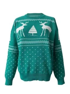 Women's Ugly Christmas Sweater Pullover Sweater Jumper Crew Neck Crochet Knit Polyester Knitted Fall Winter Outdoor Christmas Holiday Stylish Casual Soft Long Sleeve Elk Xmas Tree White Red Green -Xmas Cothing Store zntjsp1667528984578