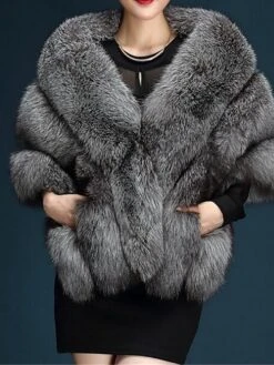 Women's Cloak / Capes Winter Faux Fur Leather Coat Fall Wedding Party Jacket Christmas Street Windproof Warm Plush Jacket Sleeveless Black White Pink -Xmas Cothing Store znwpnm1695119828363