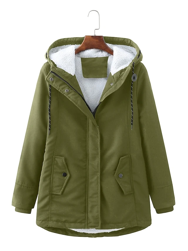 Women's Winter Coat Thicken Puffer Jacket Warm Fleece Parka With Hood Christmas Pink Waterproof Zipper Drawstring Heated Coat With Pocket Classic Outdoor Windproof Outerwear Red 17 Women's Winter Coat Thicken Puffer Jacket Warm Fleece Parka With Hood Christmas Pink Waterproof Zipper Drawstring Heated Coat With Pocket Classic Outdoor Windproof Outerwear Red - Image 15