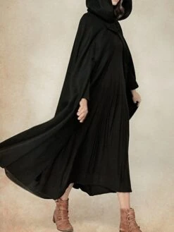 Women's Cloak / Capes Christmas Long Overcoat Winter Pea Coat Windproof Warm Trench Coat Stylish Classic Casual Xmas Jacket 3/4 Length Sleeve Oversize Black Red Blue -Xmas Cothing Store zpchez1695715074319