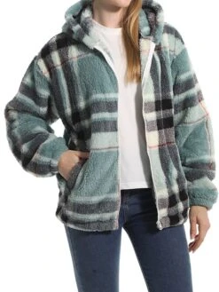 Women's Fleece Sherpa Jacket Christmas Xmas Teddy Bear Coat Windproof Warm Winter Coat Comtemporary Stylish Plush Jacket Long Sleeve Elk -Xmas Cothing Store zppqcw1695639933090