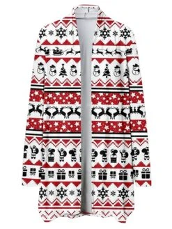 Women's Casual Jacket Windproof Warm Outdoor Christmas Daily Going Out Print Cardigan V Neck Contemporary Casual Daily Comfortable Xmas Plaid Regular Fit Outerwear Long Sleeve Fall Winter Black -Xmas Cothing Store zsptej1665287608341