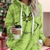 Women's Fleece Jacket Sherpa Jacket Teddy Coat Warm Breathable Christmas Street Daily Wear Vacation Zipper Pocket Print Pullover Hoodie Plush Casual Daily Comfortable Xmas Cartoon Regular Fit -Xmas Cothing Store zspyvo1668144831135