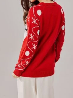Women's Ugly Christmas Sweater Pullover Sweater Jumper Christmas Sweaters Crew Neck Ribbed Knit Acrylic Knitted Fall Winter Regular Outdoor Xmas Daily Stylish Casual Soft Long Sleeve Polka Dot -Xmas Cothing Store zsqebg1697290681666