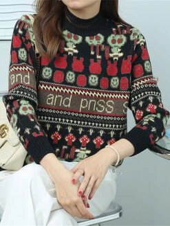 Women's Ugly Christmas Sweater Cardigan Sweater Jacket Crew Neck Ribbed Knit Polyester Button Knitted Print Fall Winter Short Outdoor Holiday Xmas Daily Stylish Casual Long Sleeve Animal -Xmas Cothing Store zsuqjt1697290905782