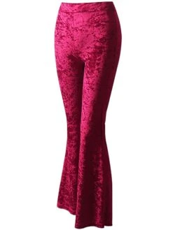 Women's Bootcut Flare Flared Pants Full Length Velvet Micro-elastic High Waist Streetwear Basic Xmas Party Christmas Black Red S M -Xmas Cothing Store zszwsg1644992064975