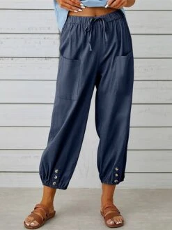 Women's Linen Pants Cropped Pants Harem Pants Ankle-Length Cotton And Linen Pocket Vacation Xmas Streetwear Christmas Street Black White S M Winter Autumn / Fall 22 Women's Linen Pants Cropped Pants Harem Pants Ankle-Length Cotton And Linen Pocket Vacation Xmas Streetwear Christmas Street Black White S M Winter Autumn / Fall -Xmas Cothing Store zufkgi1695347136665