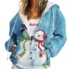 Women's Teddy Coat Hoodie Jacket Warm Breathable Outdoor Daily Wear Vacation Going Out Pocket Print Zipper Hoodie Active Sports Comfortable Christmas Cartoon Regular Fit Outerwear Long Sleeve Winter