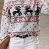 Women's Ugly Christmas Sweater Pullover Sweater Jumper Crew Neck Ribbed Knit Polyester Patchwork Fall Winter Regular Outdoor Christmas Daily Stylish Casual Soft Long Sleeve Heart Elk White S M L -Xmas Cothing Store zusnee1697103870569