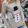 Women's Ugly Christmas Sweater Pullover Sweater Jumper Crew Neck Ribbed Knit Acrylic Knitted Fall Winter Outdoor Xmas Holiday Stylish Casual Soft Long Sleeve Snowman Snowflake Navy Blue Gray S M -Xmas Cothing Store zxlpqy1666864511033