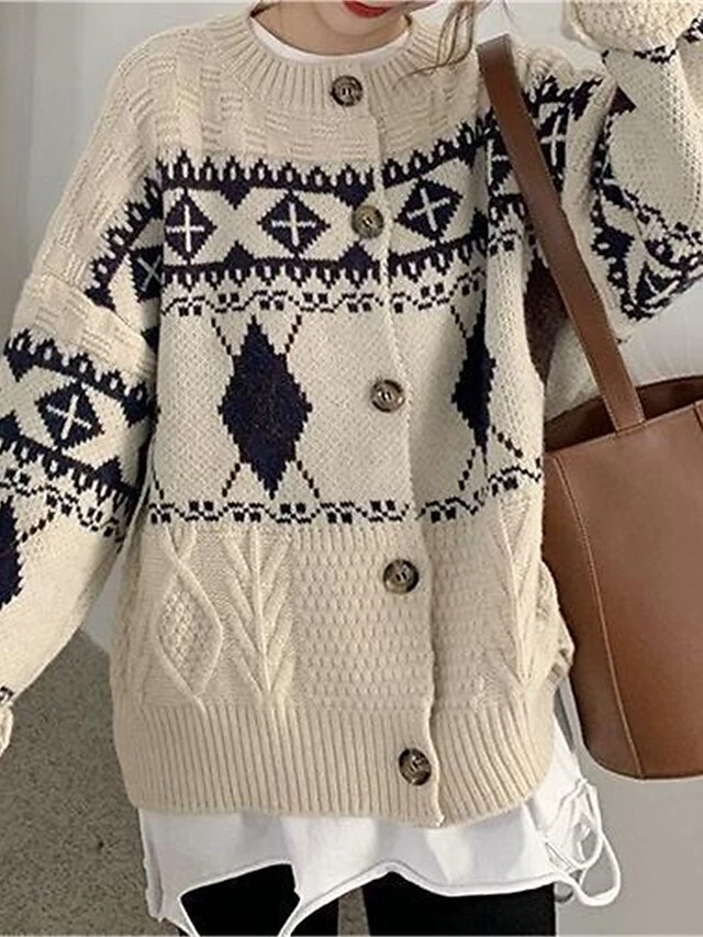 Women's Ugly Christmas Sweater Cardigan Sweater Jacket Crew Neck Cable Knit Polyester Button Knitted Print Fall Winter Regular Outdoor Christmas Daily Stylish Casual Soft Long Sleeve Print Navy Blue 5 Women's Ugly Christmas Sweater Cardigan Sweater Jacket Crew Neck Cable Knit Polyester Button Knitted Print Fall Winter Regular Outdoor Christmas Daily Stylish Casual Soft Long Sleeve Print Navy Blue - Image 3