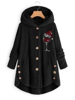 Women's Fleece Jacket Sherpa Jacket Teddy Coat Windproof Warm Outdoor Christmas Daily Wear Vacation Button Pocket Print Single Breasted Hoodie Plush Casual Daily Modern Xmas Print Regular Fit -Xmas Cothing Store zyzlrb1667466537044 1