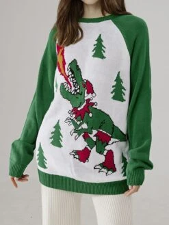 Women's Ugly Christmas Sweater Pullover Sweater Jumper Christmas Sweaters Crew Neck Ribbed Knit Acrylic Knitted Fall Winter Regular Outdoor Christmas Daily Fashion Casual Soft Long Sleeve Animal