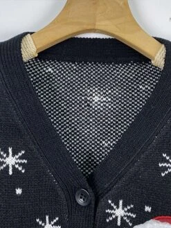 Women's Ugly Christmas Sweater Cardigan Christmas Sweaters V Neck Ribbed Knit Polyester Knitted Print Fall Winter Short Outdoor Christmas Daily Stylish Casual Soft Long Sleeve Letter Santa Claus -Xmas Cothing Store zzxvyl1697290846180